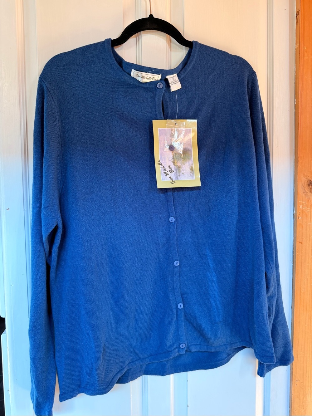 Classic Navy Crewneck Button-Front Cardigan